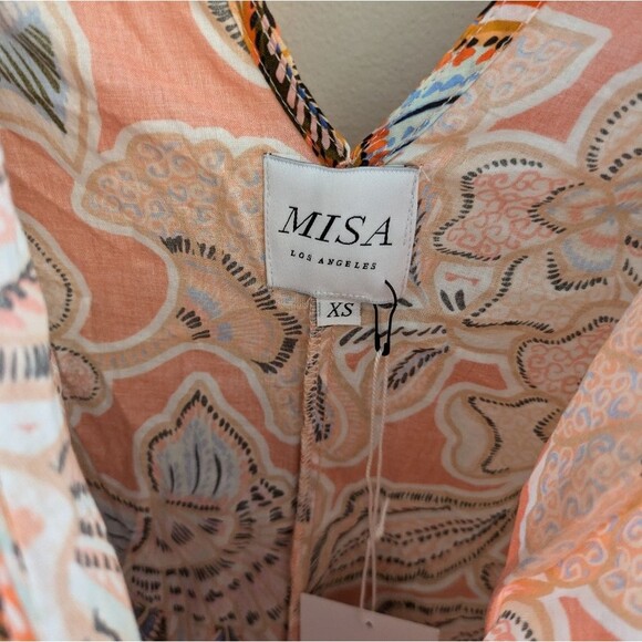 Misa Sari Poplin Balloon Orange Dress Size XS - Picture 3 of 5